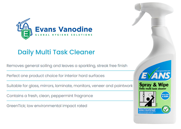 Evans Vanodine Spray & Wipe Daily Multi Task Cleaner 750ml
