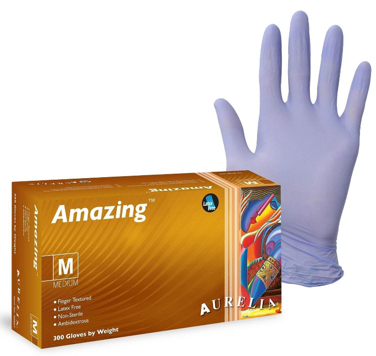 Aurelia Amazing Blue Powder Free Nitrile Gloves 300's (All Sizes)