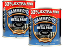 Hammerite Direct to Rust Metal Paint Smooth Finish – Black, 1 Litre
