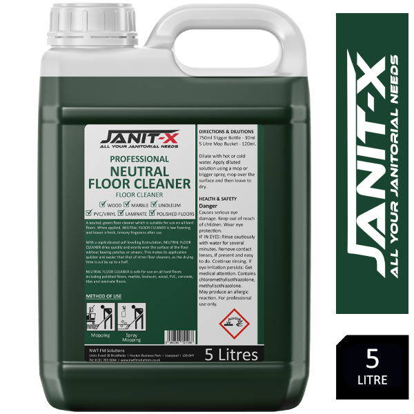 Janit-X Professional Quick Drying  Neutral Floor Cleaner Lemon Fragrance 5 Litre