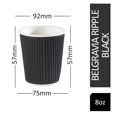 Belgravia 25cl/8oz Triple Walled Paper Black Ripple Cups