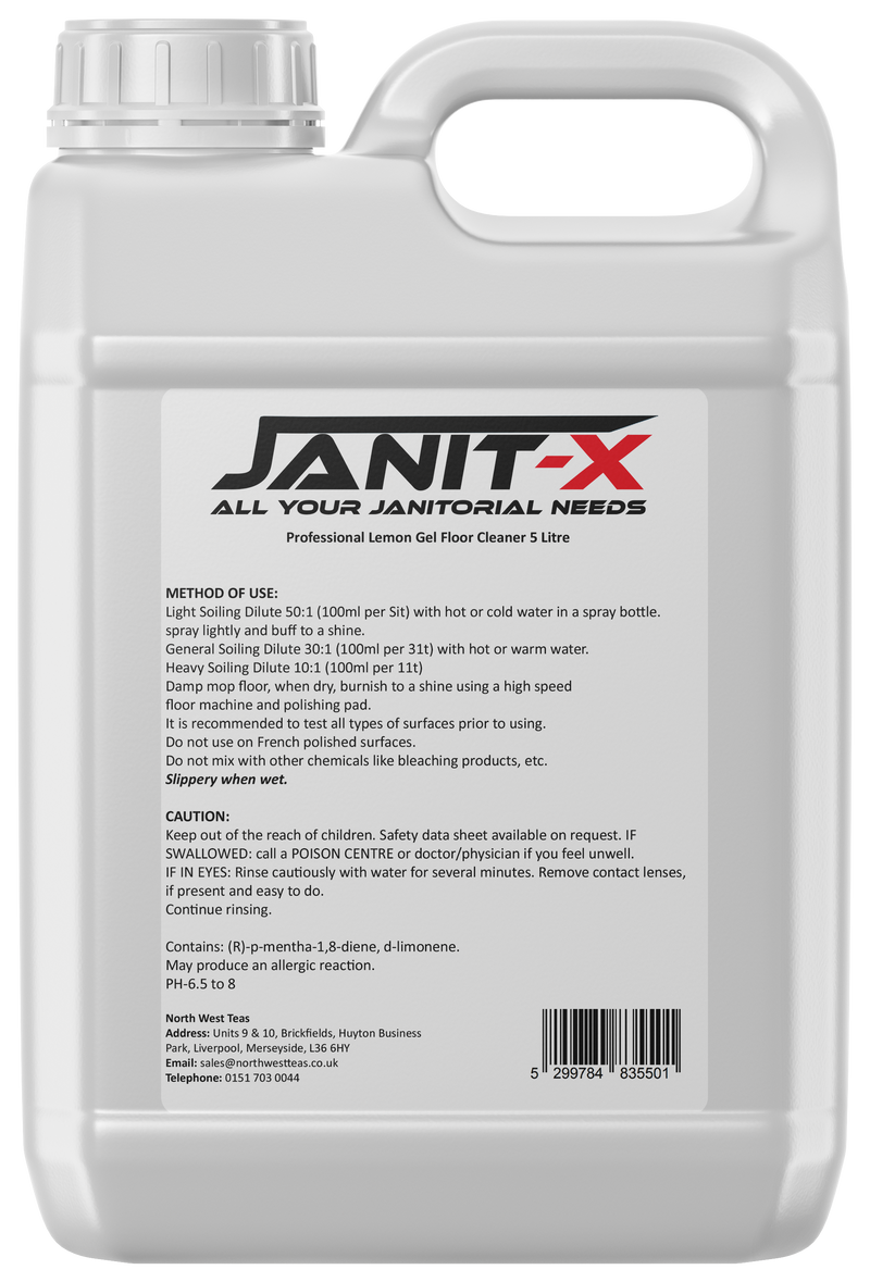 Janit-X Professional Bio Lemon Floor Cleaner Gel & Deodoriser 5 Litre