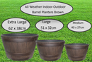 Fixtures Half Barrel Cask Planter Extra Large, Brown 62cm x 38cm