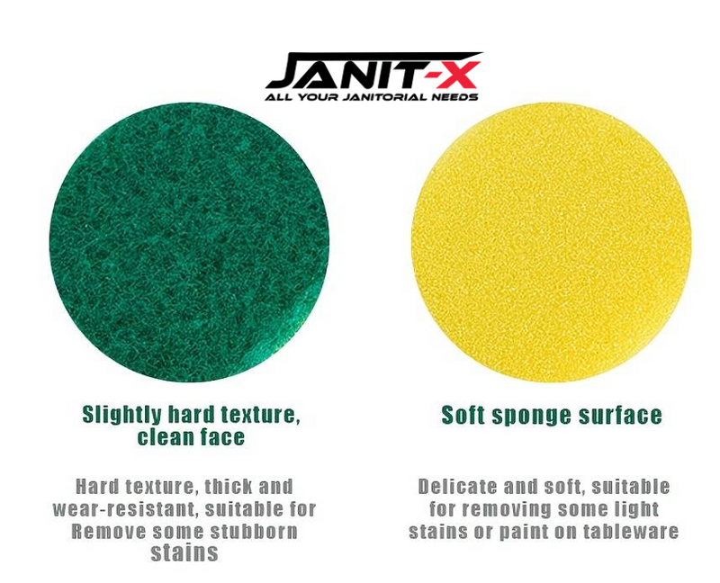 Janit-X Abrasive Sponge Back Large Green Scourers Pack 10's, {10-150 Scourers}
