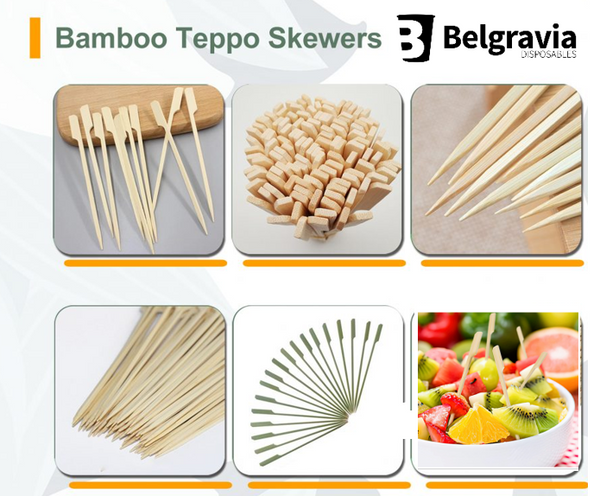 Belgravia Bamboo Paddle Skewers 9cm Pack 100's