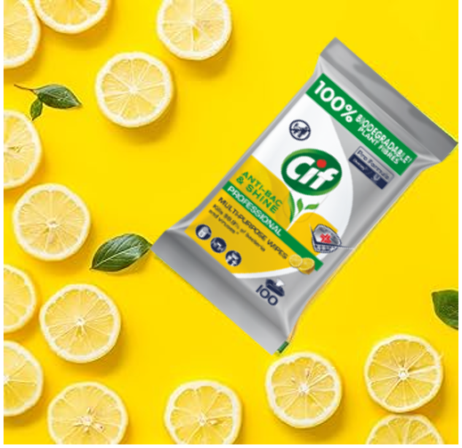 Cif Pro Formula Anti Bacterial & Shine Multipurpose Lemon Wipes 100's