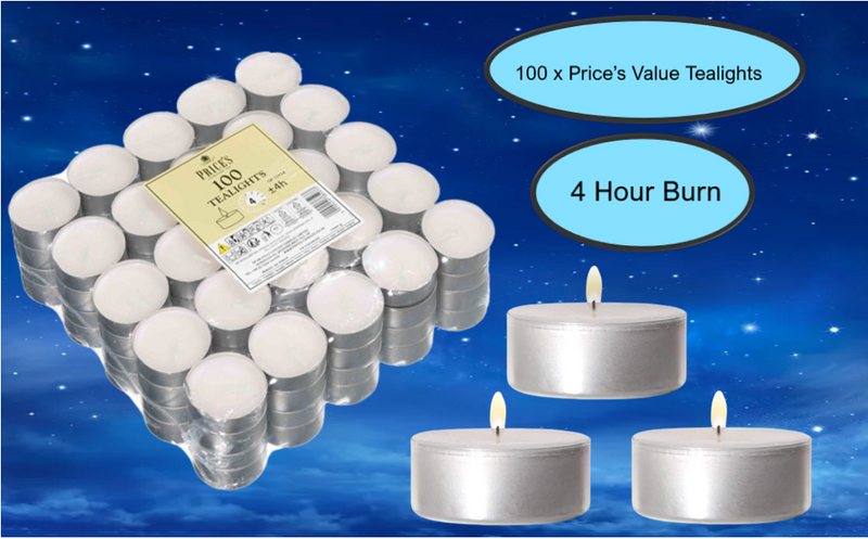 Price Tealights Candles x 100's {4 hour Burn}