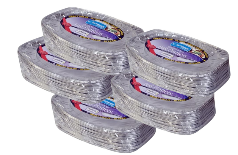 Kingfisher Aluminium Disposable Catering Serving Party Foil Platters 14" 20 Pack