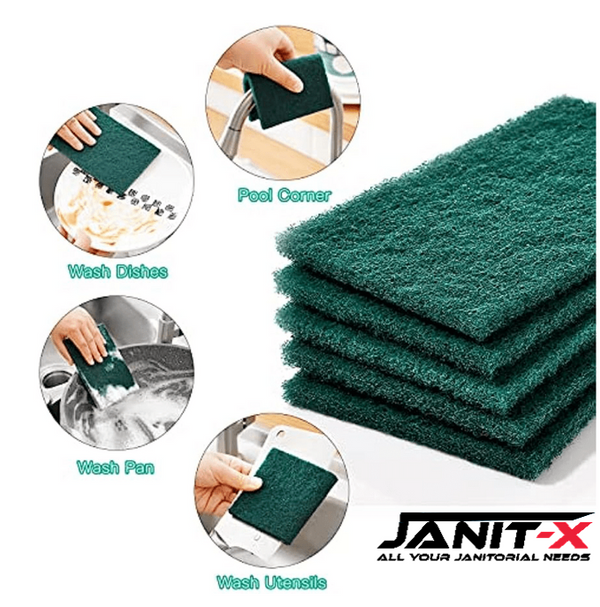 Janit-X Professional Use Large Kitchen Scourer Green 10-100 Pack