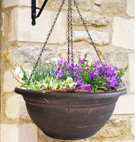 Fixtures Copper Effect Large Garden Hanging Basket 37cm x 20cm