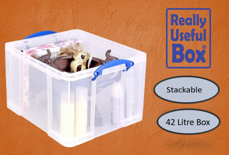 Really Useful Box Plastic Lightweight Robust Stackable 42 Litre 440x520x310mm Clear Code 42C