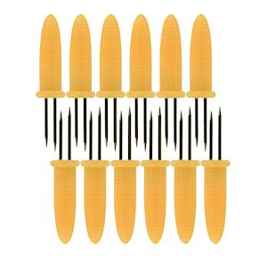 Chef Aid C.Aid Corn Cob Forks X12 E01062, Yellow, Regular