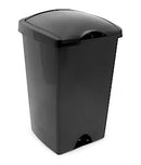 Addis 50ltr Lift Up Flat top Kitchen Waste Trash Complete Bin, All Black