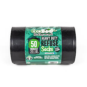 Ecobag - 50 Pack Extra Strong Heavy Duty Refuse Sacks - 100L