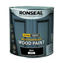 Ronseal 10 Year Weatherproof 2-In-1 Wood Paint Black Satin 2.5 Litre,Black