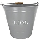 Manor Stylish 30cm Fireside Coal Bucket Grey | Wooden Handle.