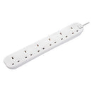 Masterplug Six Socket Extension Lead, 2 Metre, White