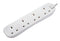 Masterplug Four Socket Long Extension Lead, 1 Metre, White