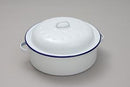 Falcon Enamel Round Roaster Oven Roasting Baking Casserole Dish White 20cm Tin Tray Hot Pan