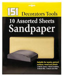 151 Decorators Tools |  Assorted Sandpaper Sheets | 10 Sheets Per Sleeve
