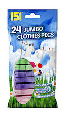 Jumbo Multi Coloured All Weather Plastic Clothes Pegs 24pk