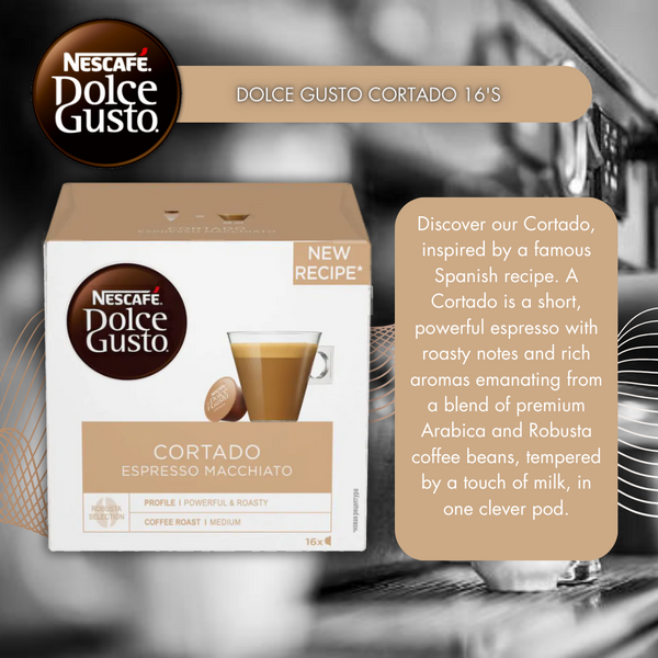 Nescafe Dolce Gusto, Cortado ​​Espresso Macchiato, 16 capsules, Pack x 3