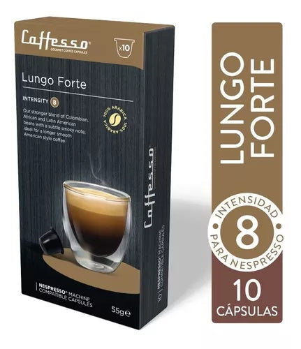 Nespresso Compatible Caffesso Coffee Pods 10-100's Flavour LUNGO Strength 8