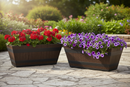 Fixtures Barrel Design Dark Brown Large Trough L50cm x W25.5cm x H19.5cm
