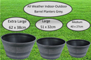 Fixtures Half Barrel Cask Planter Large, Grey 52cm x 32cm