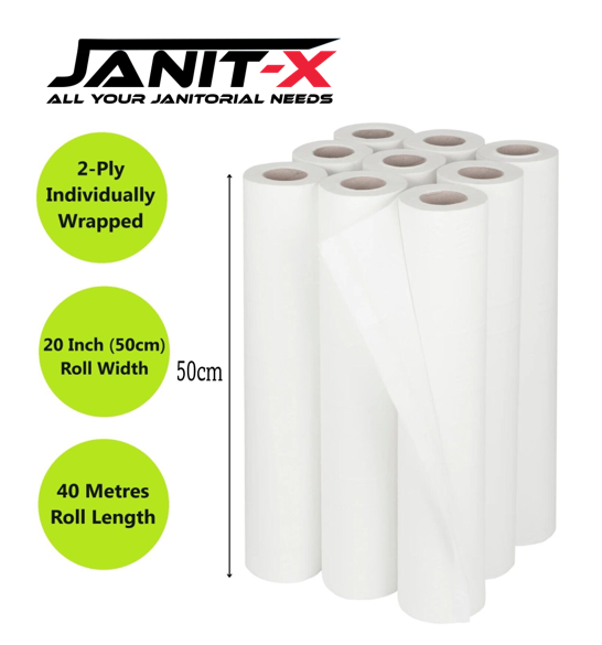 Janit-X 20 Inch White 2 Ply Hygiene Couch Roll Individually Wrapped for Hygiene