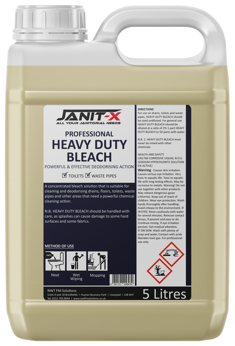 Janit-X Professional Heavy Duty Bleach Concentrated 5 Litre