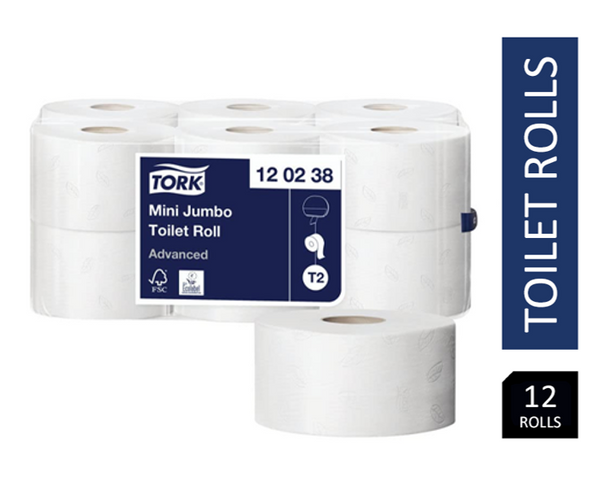 Tork 120238 T2 Advanced Recycled Toilet Roll 2 Ply ,12 Rolls of 850 Sheets