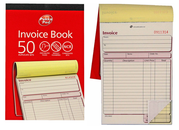 Duplicate Invoice Book NCR Carbonless Receipt Record Numbered Pad 50 Sets PUKKA