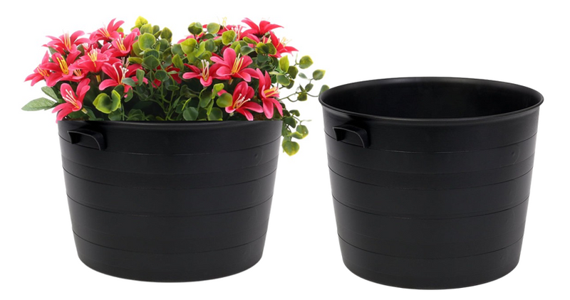 Strata Indoor or Outdoor Blacksmith Patio Planter 35cm , Black Wide Planters