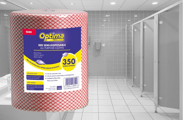 Ramon Hygiene Optima All Purpose, Non Woven Cloth Roll 350 Sheet {Red}