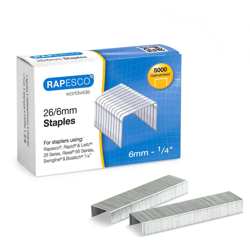 Rapesco 26/8mm Staples Galvanised Chisel Point (Pack of 5000) S11662Z3