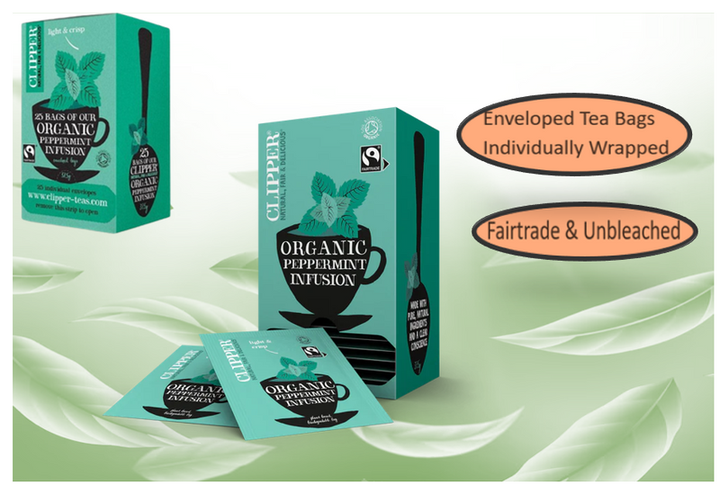 Clipper Fairtrade Organic Peppermint Enveloped Infusion Tea 25