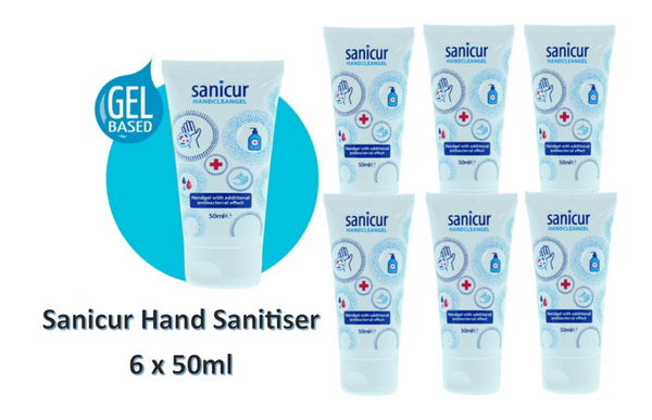 Sanicur Alcohol Hand Sanitiser Antibacterial Gel 6 x 50ml