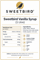 Sweetbird Vanilla Coffee Syrup 1 litre (Plastic)