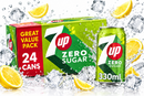 7 Up Zero Lemon and Lime Carbonated Canned Soft Drink 330ml (Pack of 24)