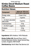 Kimbo Decaf Medium Roast Coffee Beans - 500g