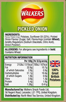 Walkers Pickled Onion Crisps 32.5g (Pack of 32)