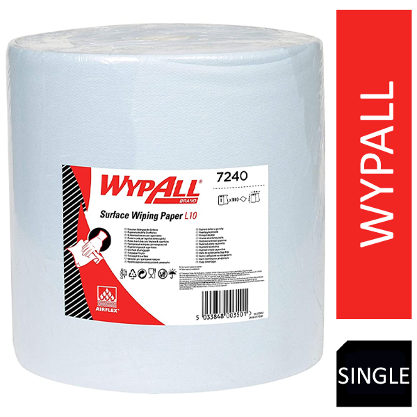 WypAll L10 Surface Wiping Paper 7240 - Jumbo Extra Wide Wiper Roll - 1 Blue Roll x 1,000 Paper Wipers