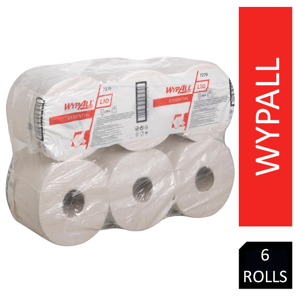 WypAll L10 Food and Hygiene Centrefeed Paper Rolls, 300m, 1 Ply White (Pack of 6) 7276