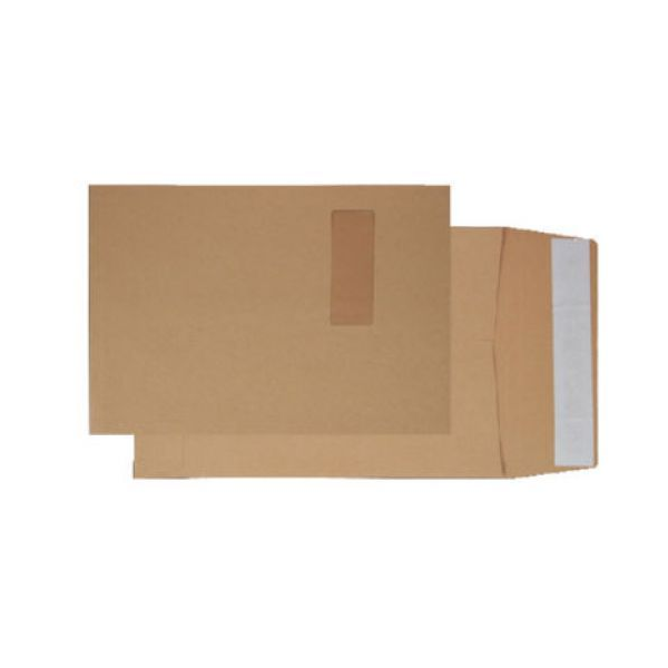 Blake Purely Pocket Gusset Envelope C4 Peel and Seal Window Gusset 130gsm Manilla (Pack 125)