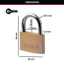 Master Lock Magnum Padlock 30mm Solid Brass with Keys 40043