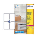 Avery Weatherproof Shipping Label 4 Per Sheet (Pack of 100) L7994-25