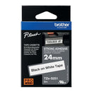 Brother P-Touch TZe Lam Tape Cassette 24mm x 8m Black on White Tape TZE-S251