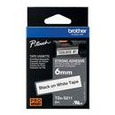 Brother P-Touch TZe Lam Tape Cassette 6mm x 8m Black on White Tape TZES211