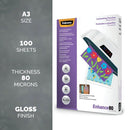 Fellowes Enhance80 Self Adhesive Laminating Pouch A3 160 Micron Total Gloss (Pack of 100) 5302302